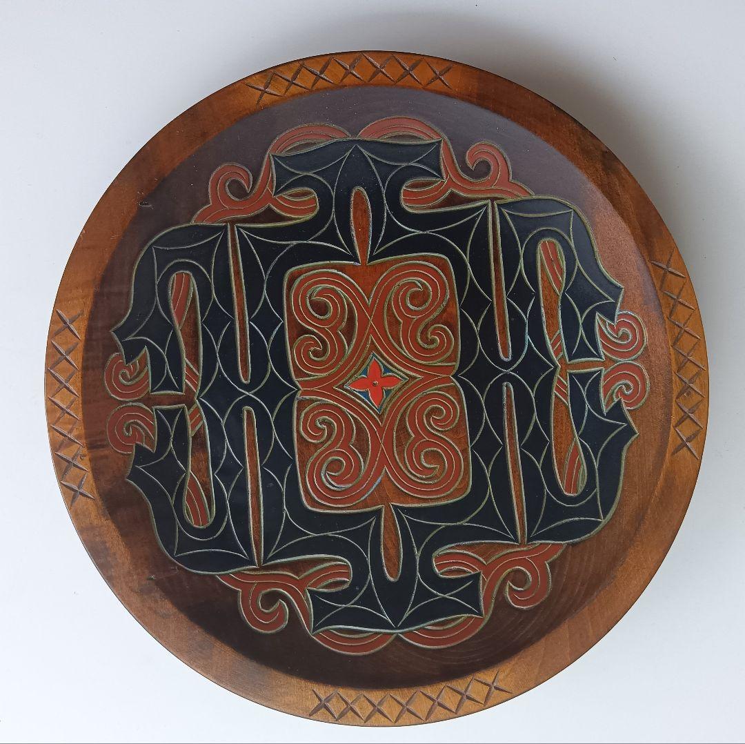 アイヌ木製盆（イタ）木彫り絵皿