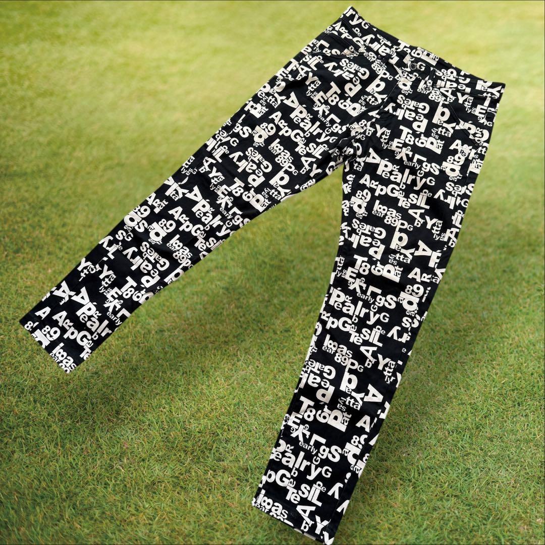 パーリーゲイツ　パンツ　総柄　黒　白　L〜XL相当 コットン素材　ストレッチ　5