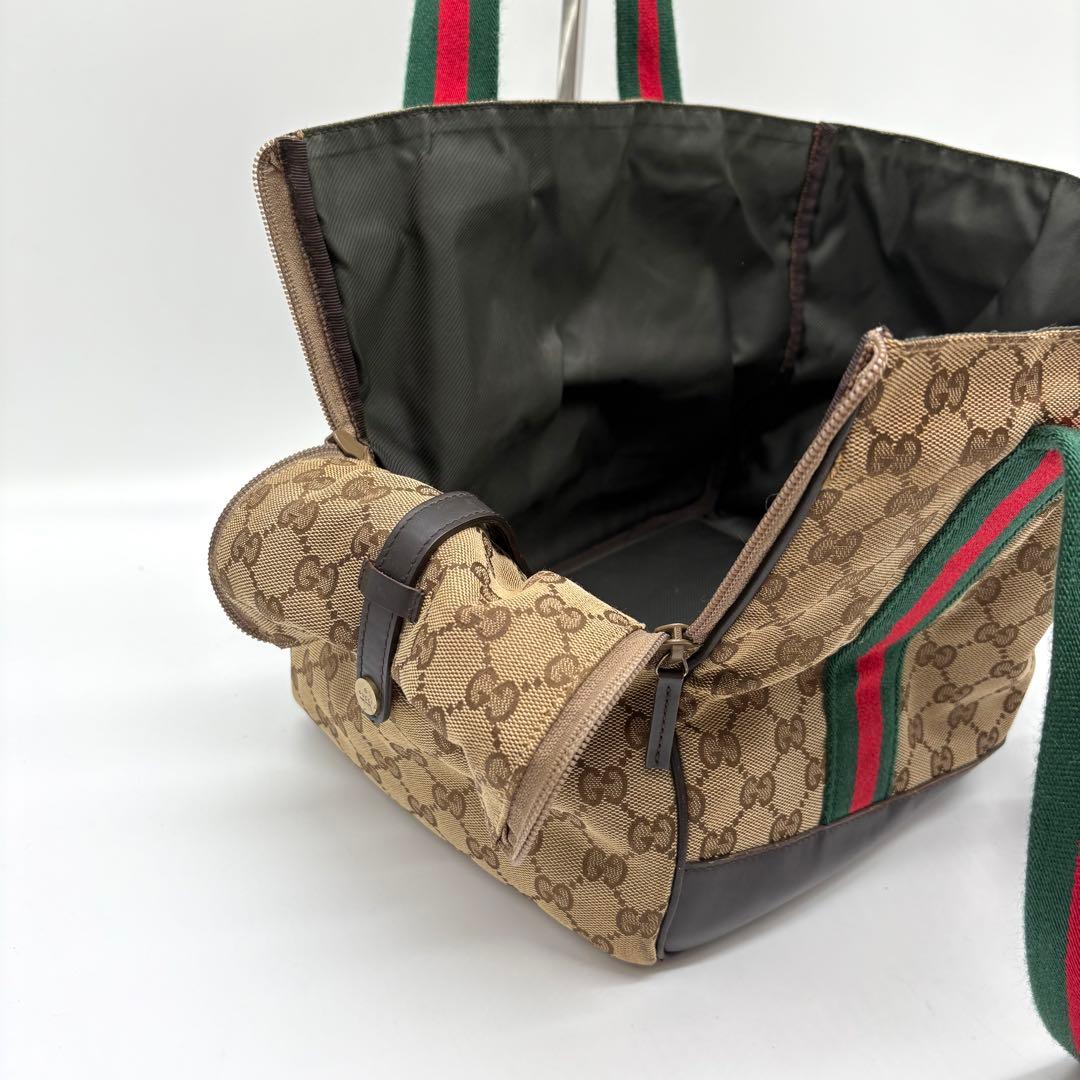 【極美品 希少】GUCCI ドッグ キャリーバッグ シェリー キャンバス