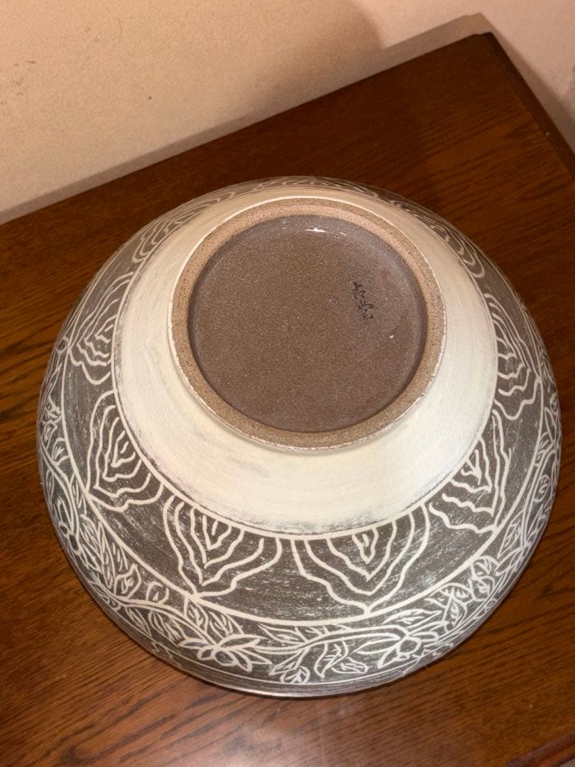 古堂 趙斗彦 掻き落とし 魚文様 大壺 共箱 説明書付き 高麗青磁 美品 宗教