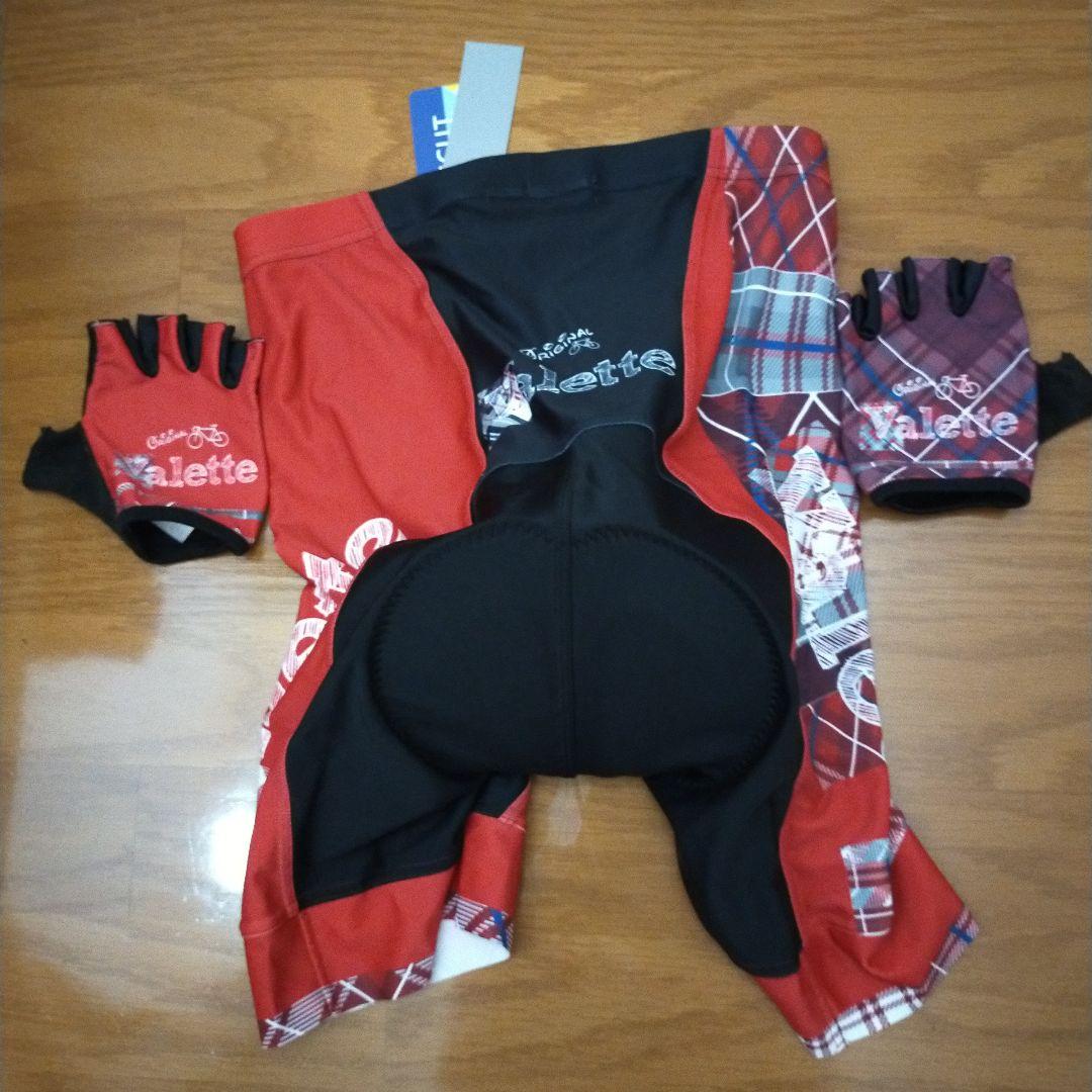 Valette サイクリングウェア 赤 チェック柄