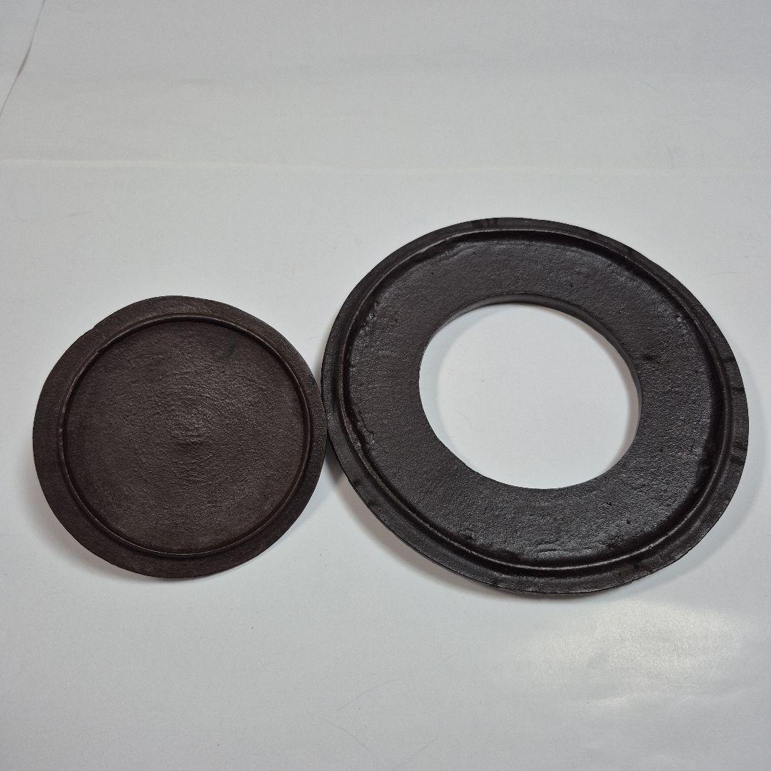 茶飯釜(釜、弦、鉄蓋、替蓋、蛇の目蓋、釜鐶)　茶道具　川邊憲一造　共箱付き