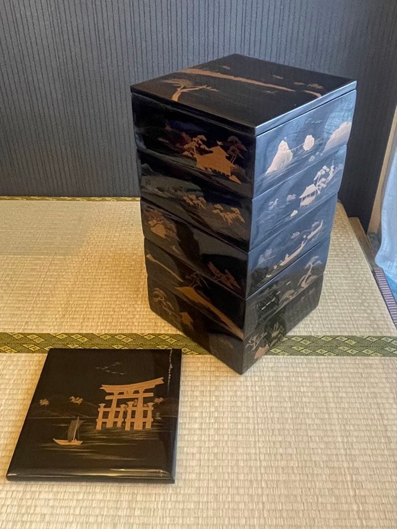 輪島塗　重箱　五段重箱　アンティーク　昭和50年　木箱付