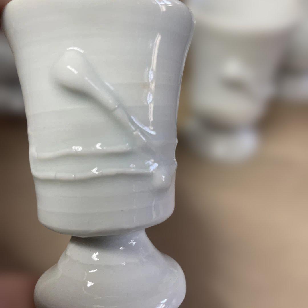 上田恒次　白磁高杯　共箱