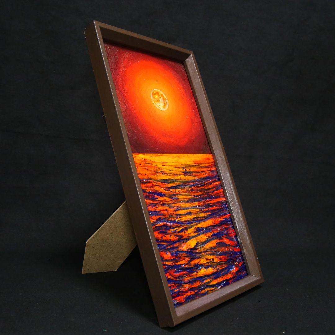 油絵 油彩 油彩画 絵 絵画 長方形ミニ絵画【神秘的な夜】