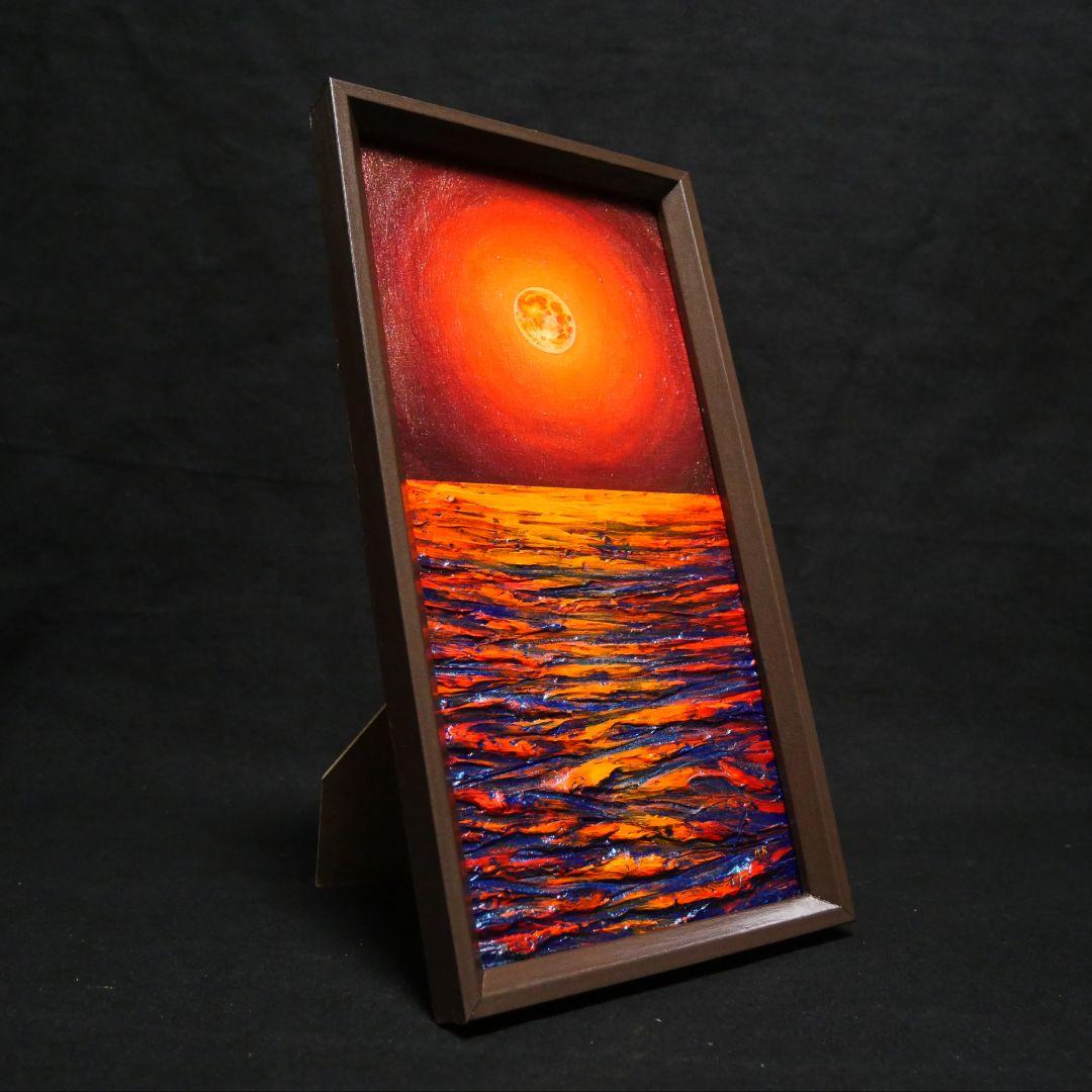 油絵 油彩 油彩画 絵 絵画 長方形ミニ絵画【神秘的な夜】
