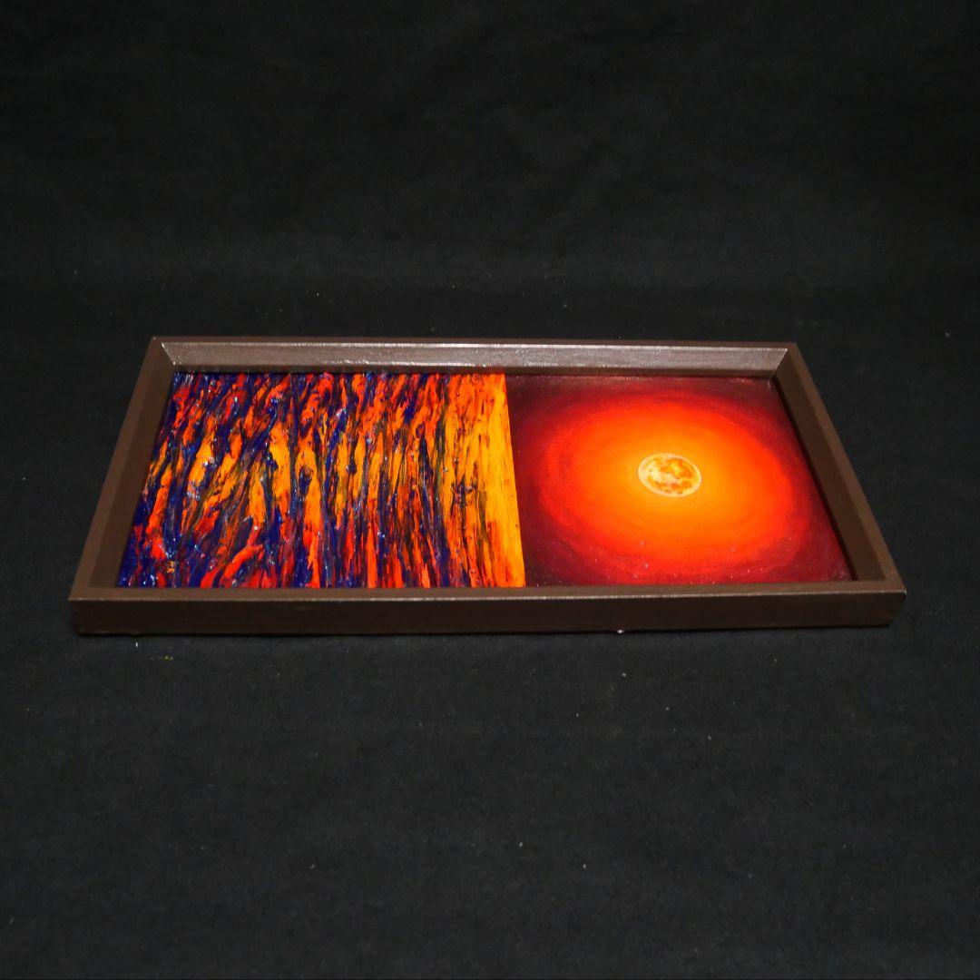 油絵 油彩 油彩画 絵 絵画 長方形ミニ絵画【神秘的な夜】