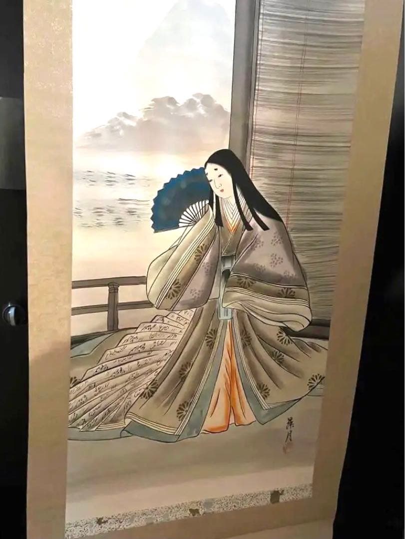 掛軸　美人絵　本仕立て　清少納言　肉筆