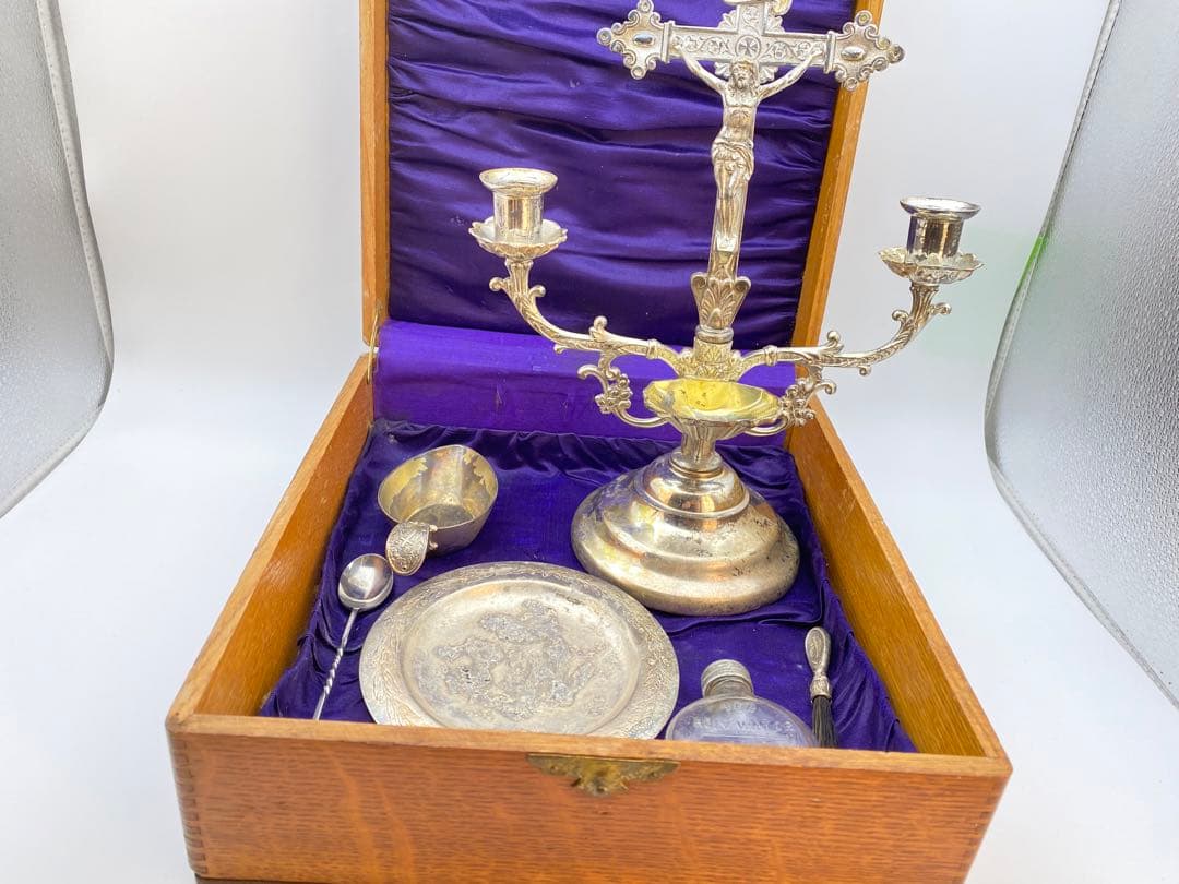 1890年代 カトリック聖具 Sick Call Outfit 祭壇アンティーク