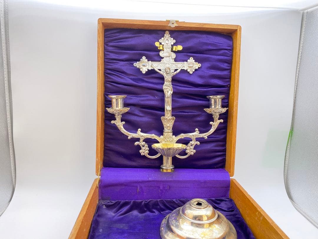 1890年代 カトリック聖具 Sick Call Outfit 祭壇アンティーク