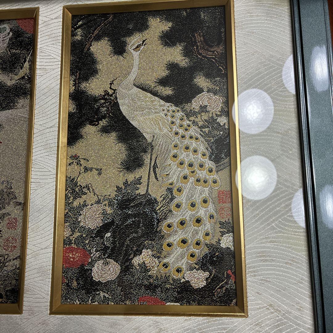 西陣織　若冲　老松孔雀白鳳図