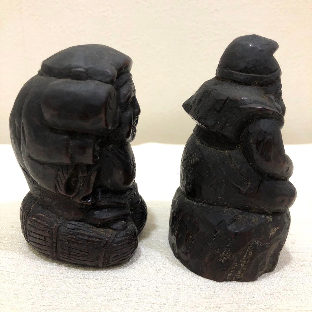 大黒様 恵比寿様 神様 木彫 置物 古美術 アンティーク 昭和 大正 レトロ