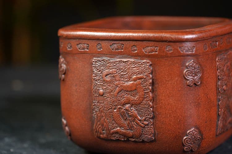 中国宜興 竜紋紫砂鉢 小花鉢 菖蒲盆栽 多肉植木鉢 小品盆栽鉢 大品盆栽鉢