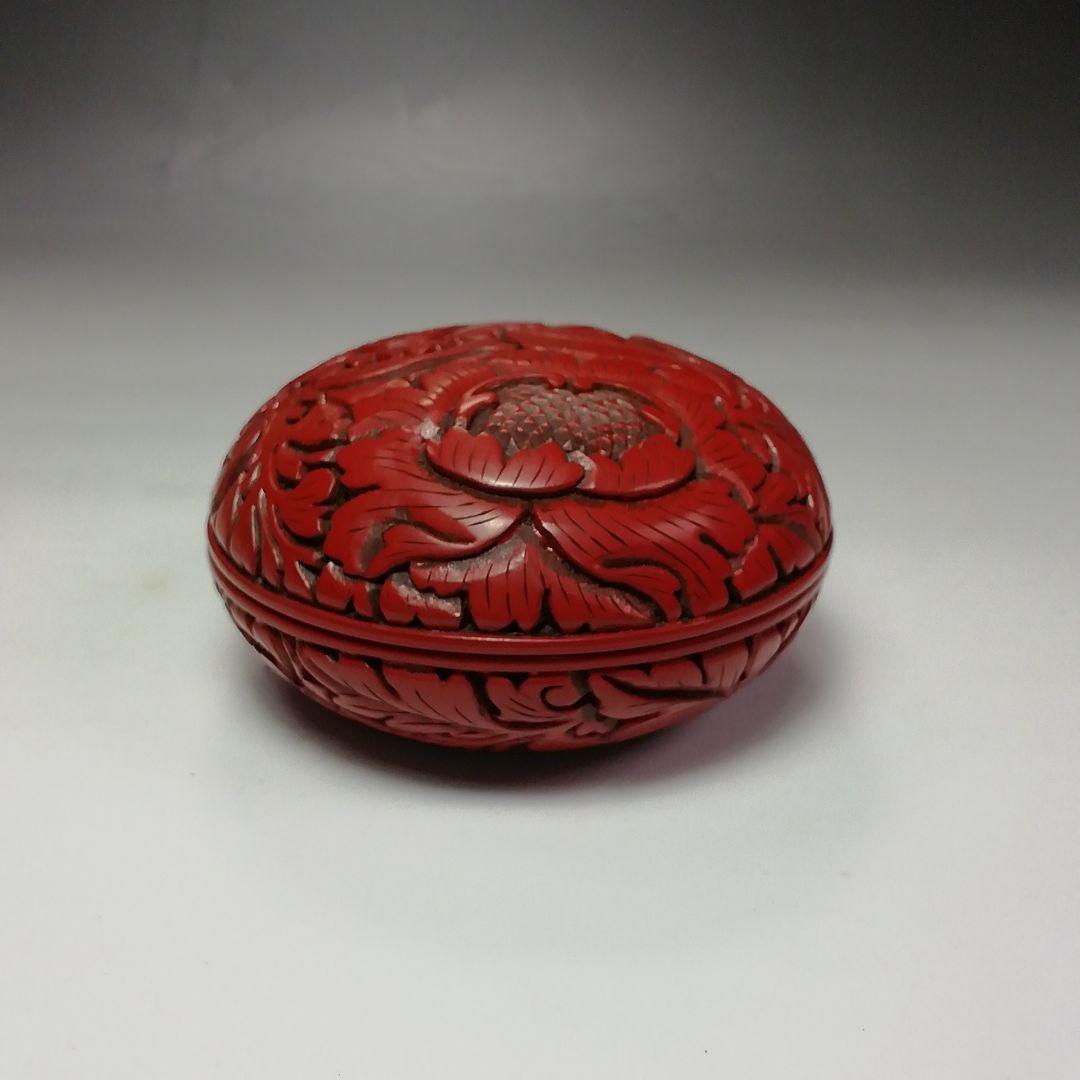 Ｓ５５８　香合　『堆朱　牡丹絵　香合』『三野原晃一作』　共箱　茶道具