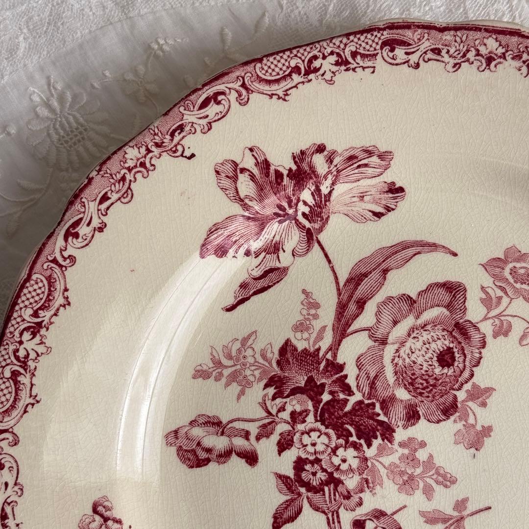 フランスアンティーク　サルグミンヌ　Fontanges ディナープレート　花リム