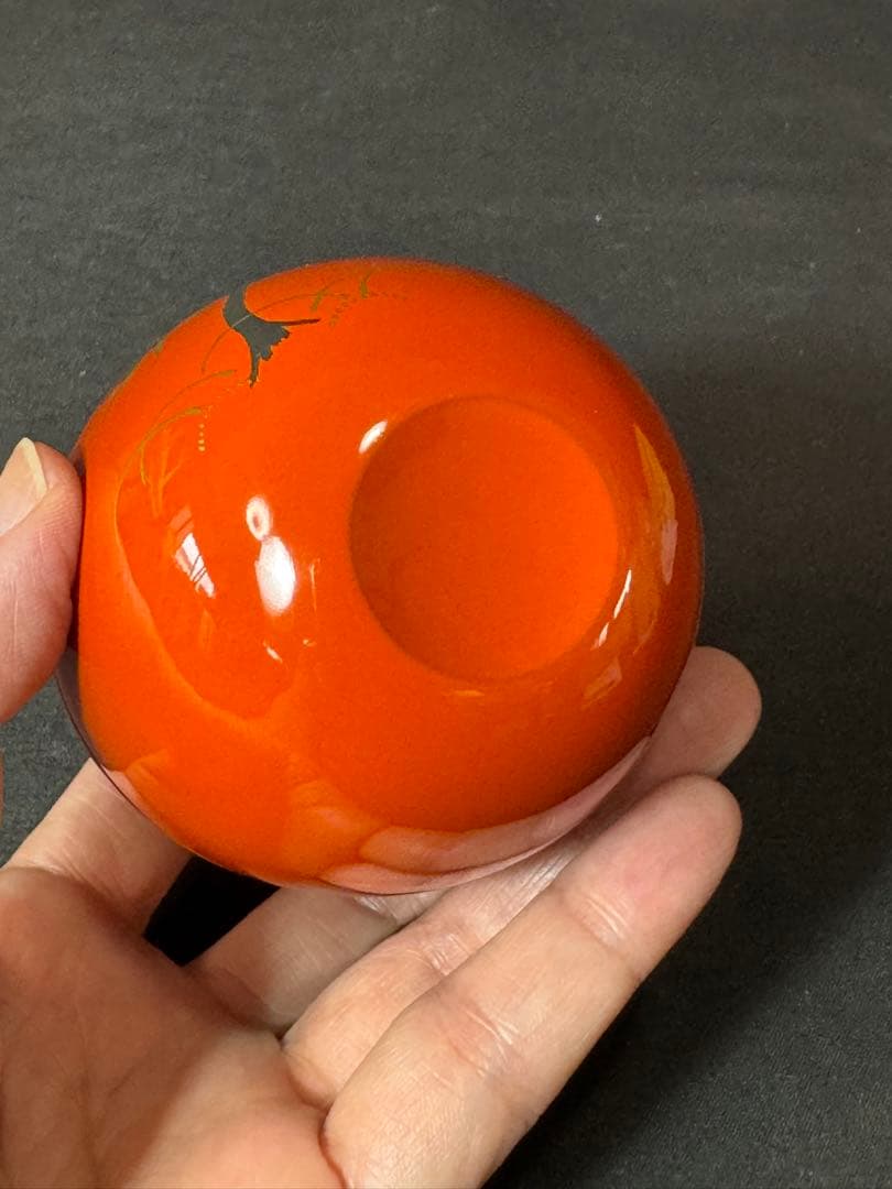 G79 送料無料　棗　井伊大老好　枇杷に鳥蒔絵　朱丸棗　茶道具　千穂造　茶道