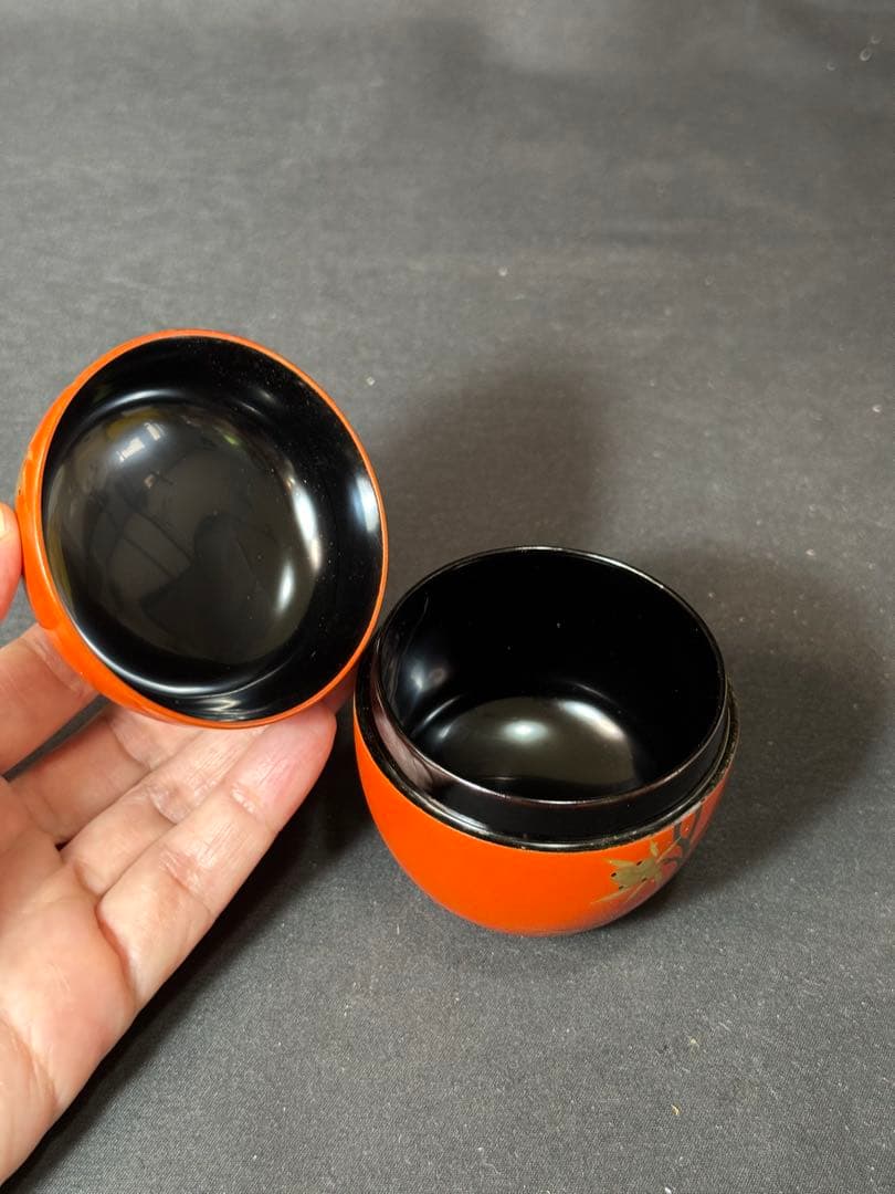 G79 送料無料　棗　井伊大老好　枇杷に鳥蒔絵　朱丸棗　茶道具　千穂造　茶道