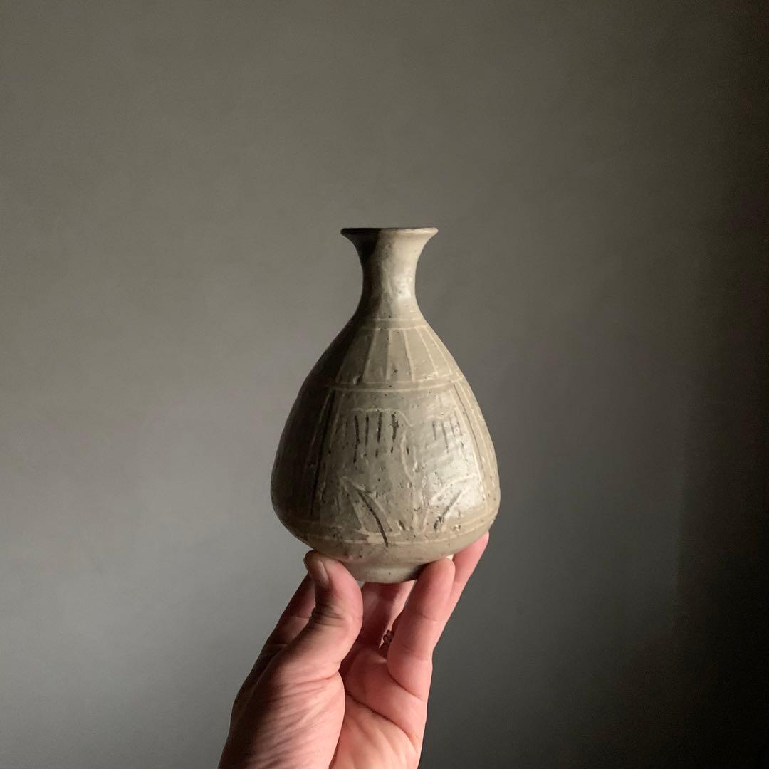 三島 白黒象嵌 徳利 古道具 アンティーク 酒器