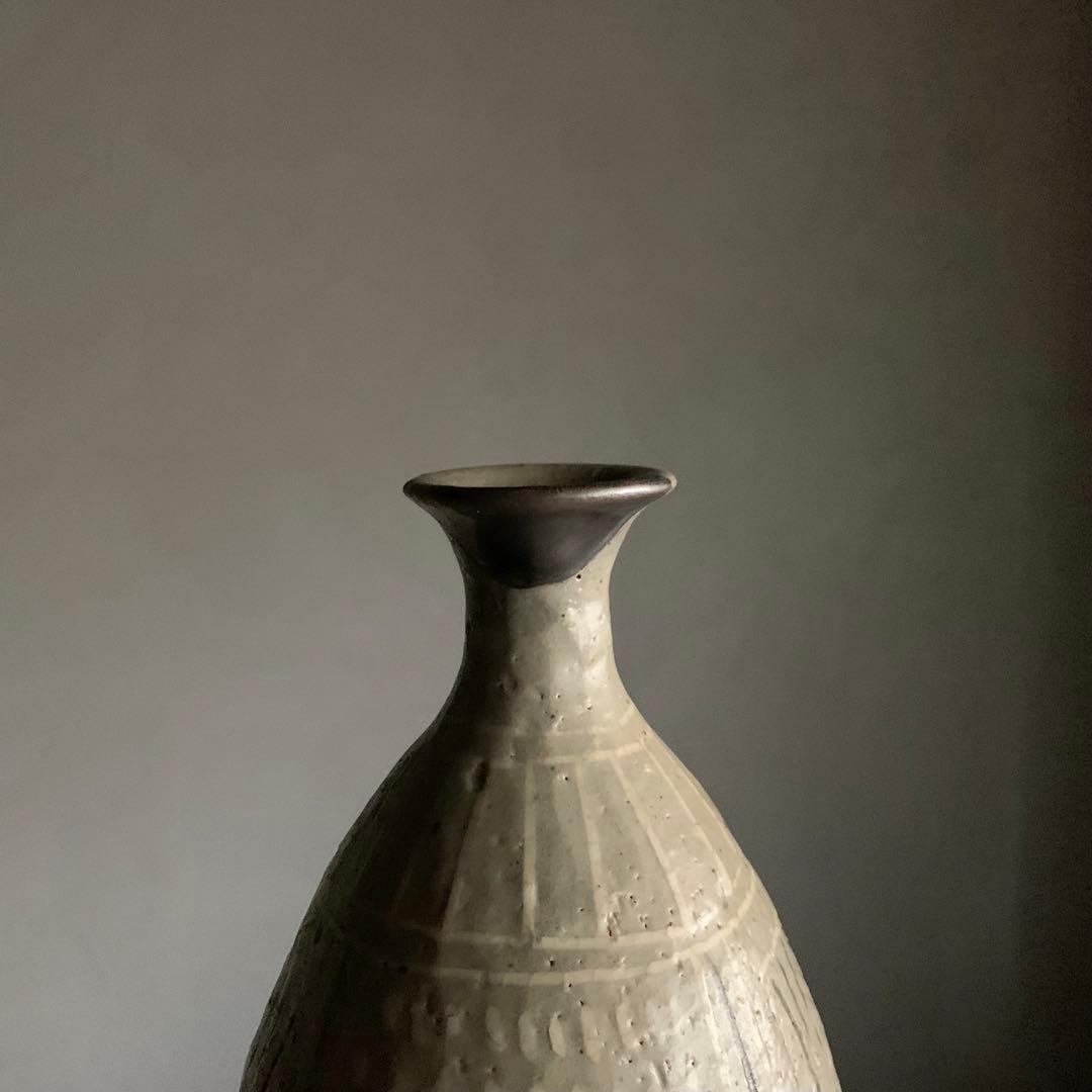 三島 白黒象嵌 徳利 古道具 アンティーク 酒器