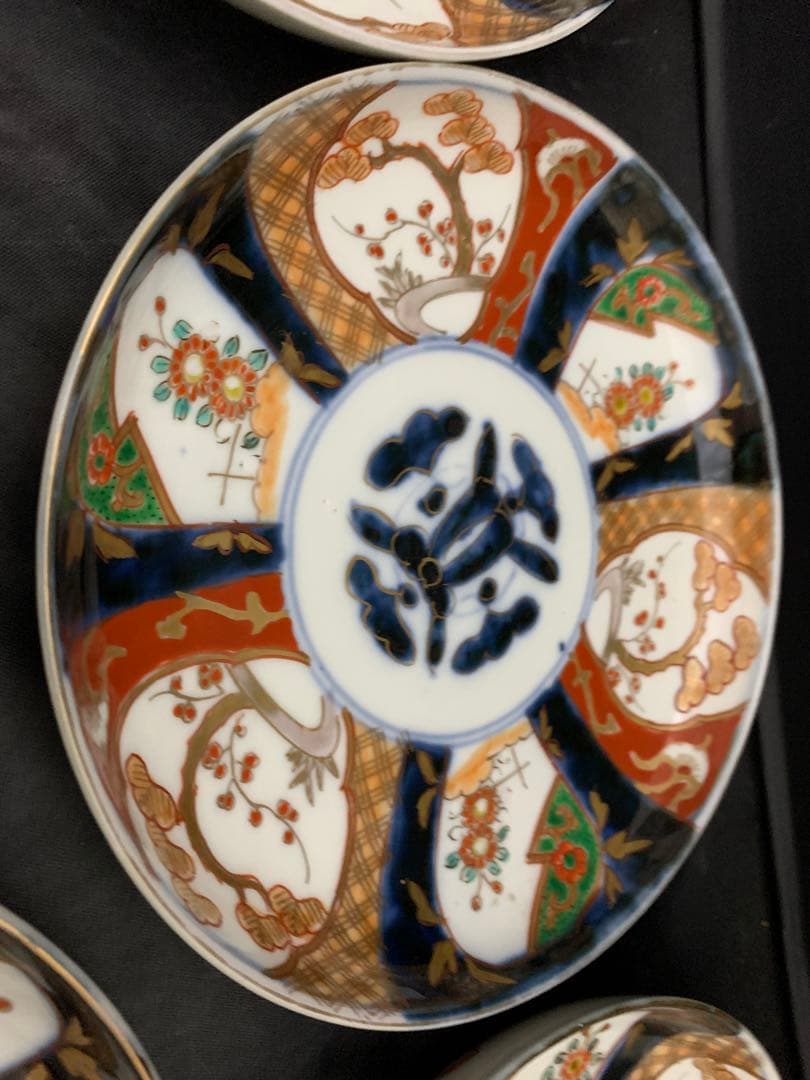 古伊万里　六寸皿　径18㎝　色絵金彩　器　5枚