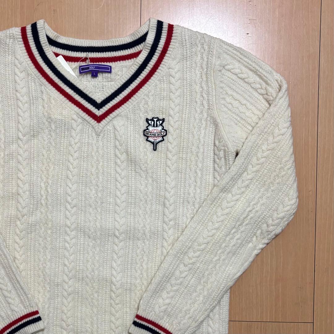 BEAMS GOLF ビームスゴルフ ケーブルニット Vネック セーター XL