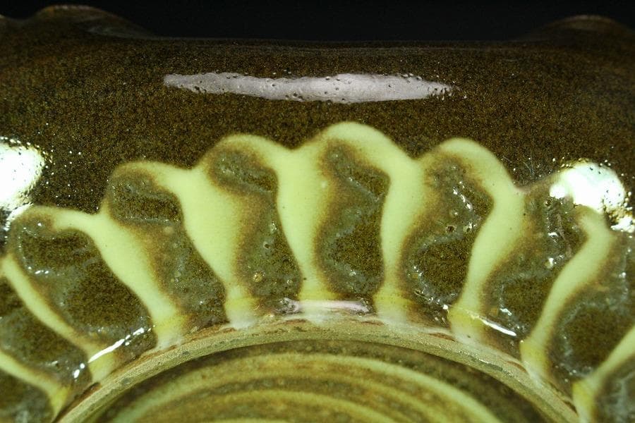 現川 横石臥牛 四方 盤 12cmx12cm(K-LC542)