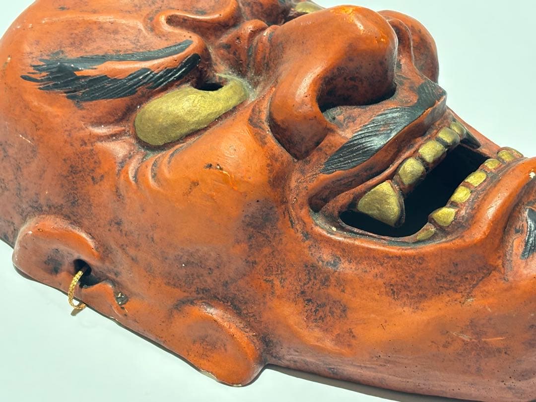 「能面 顰（しかみ）」陶器 1面|獅噛 歯噛 能楽 アンティーク お面