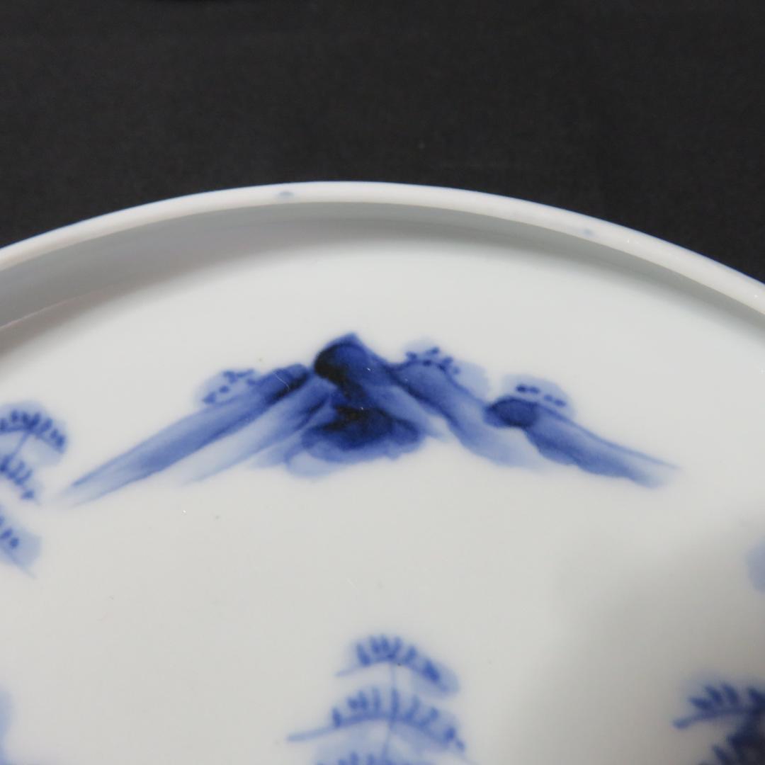 小皿 染付 山水 5枚 手塩皿 鍋島 古伊万里 江戸 変わり縁