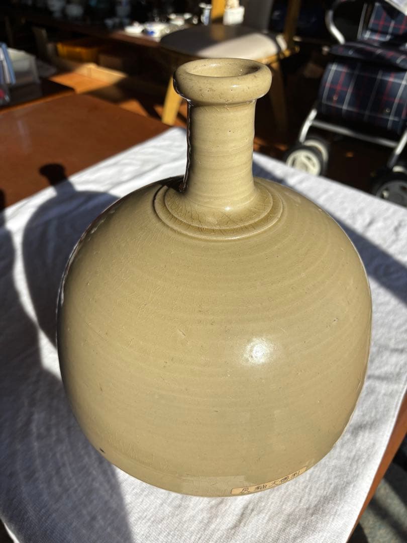 伊万里　灰釉大徳利　花瓶　アンティーク置物