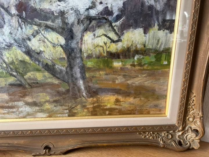 犀川愛子「春日」白日展内閣総理大臣賞受賞者の風景画　油絵