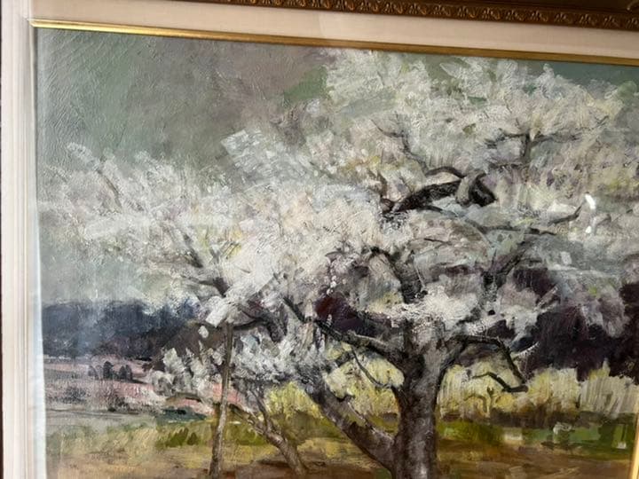 犀川愛子「春日」白日展内閣総理大臣賞受賞者の風景画　油絵