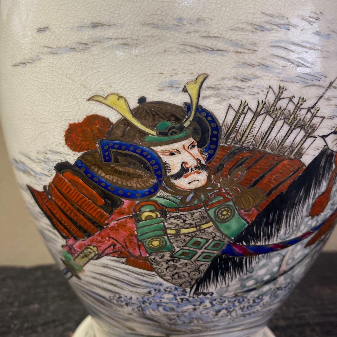 ヨーロッパ輸出里帰り薩摩焼武者図花瓶