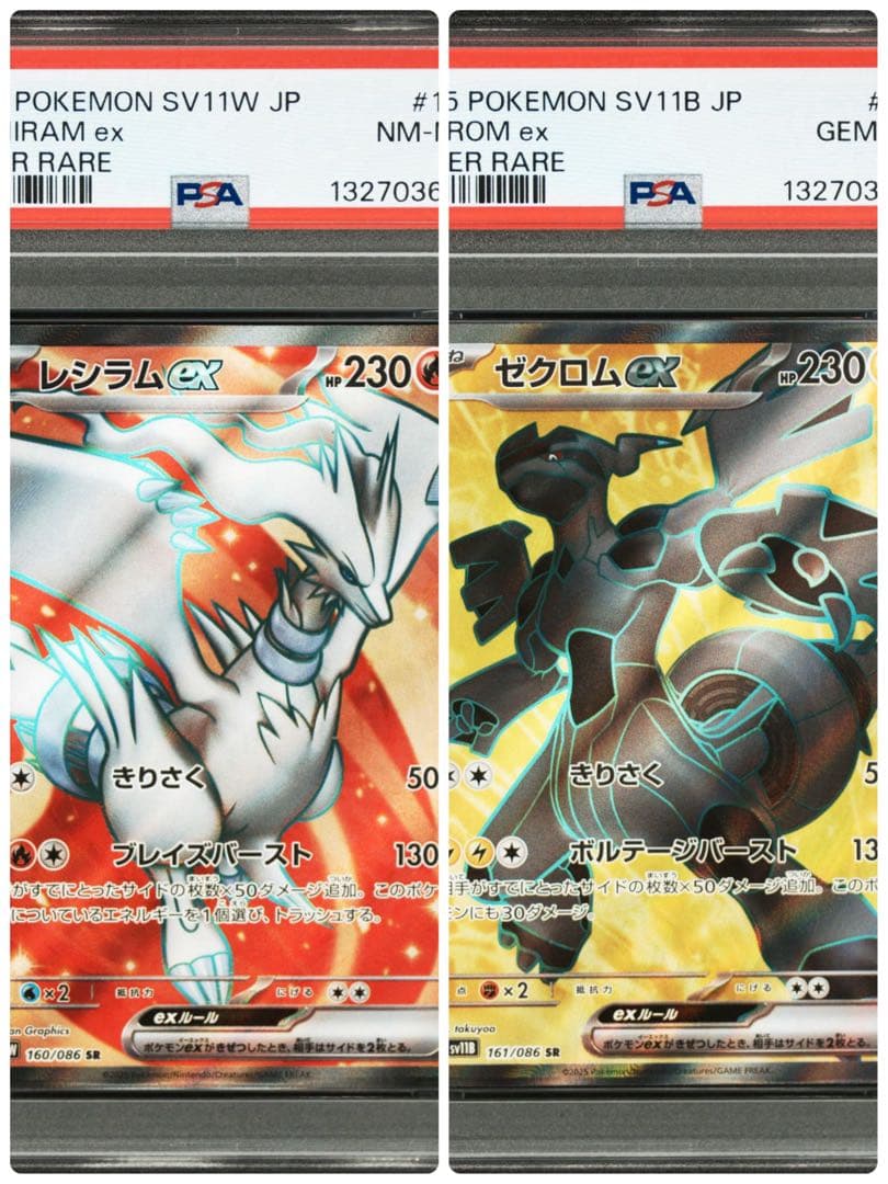 【PSA8/10】連番　レシラム、ゼクロムSR ポケモンカード
