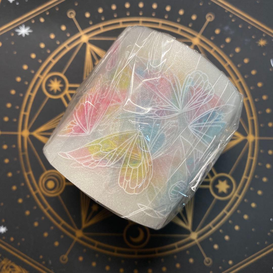 【9071】海外　マスキングテープ　6m巻　PETラメ加工+カッティング　蝶々