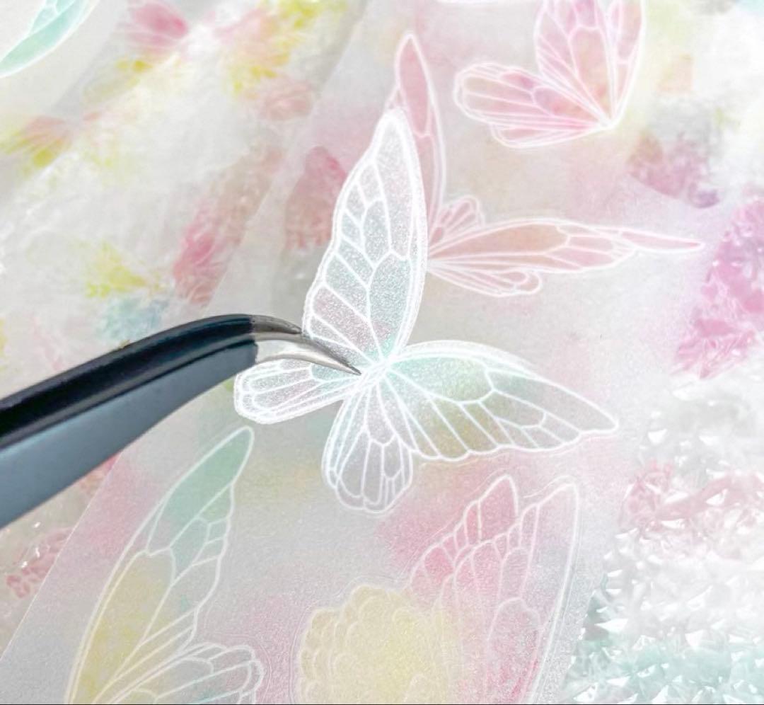 【9071】海外　マスキングテープ　6m巻　PETラメ加工+カッティング　蝶々