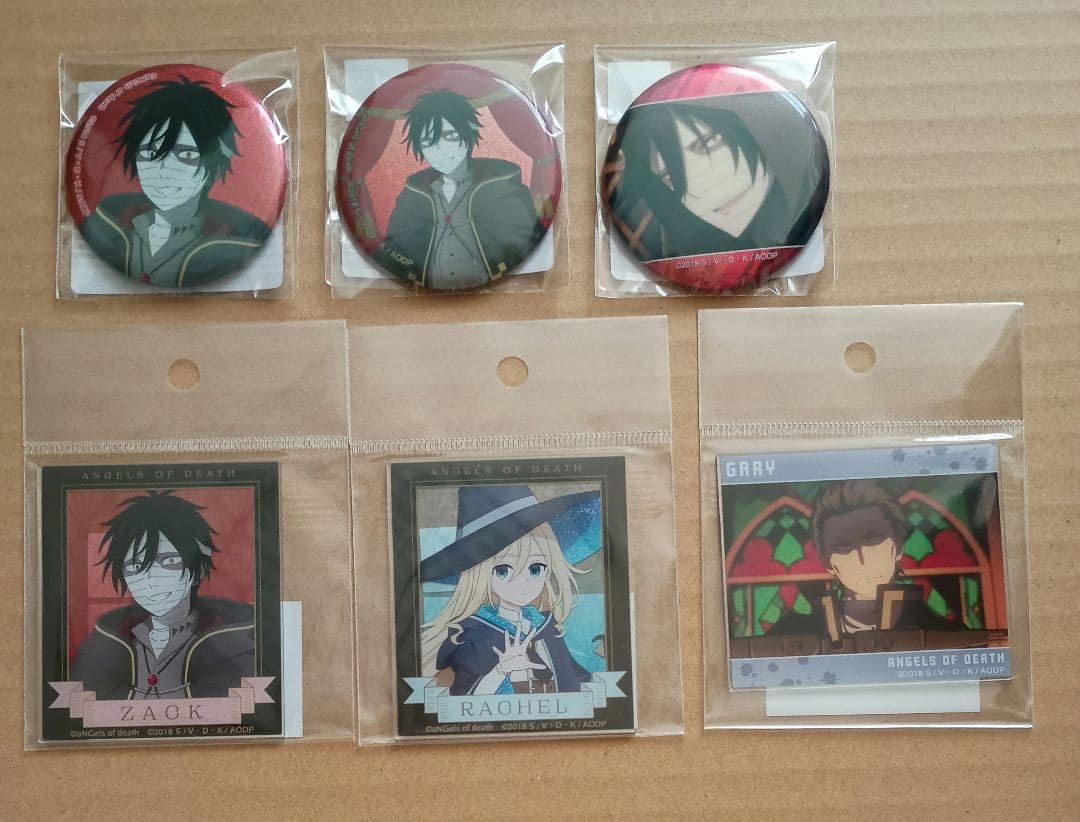 殺戮の天使 さつてん 缶バッチ　アクリルカード　ザック　レイチェル　グレイ