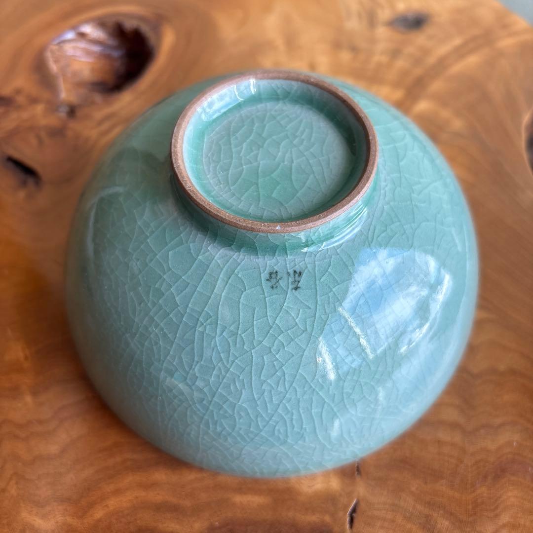 高麗青磁 東谷 金正黙 抹茶碗 茶道具 共箱（463Fc）