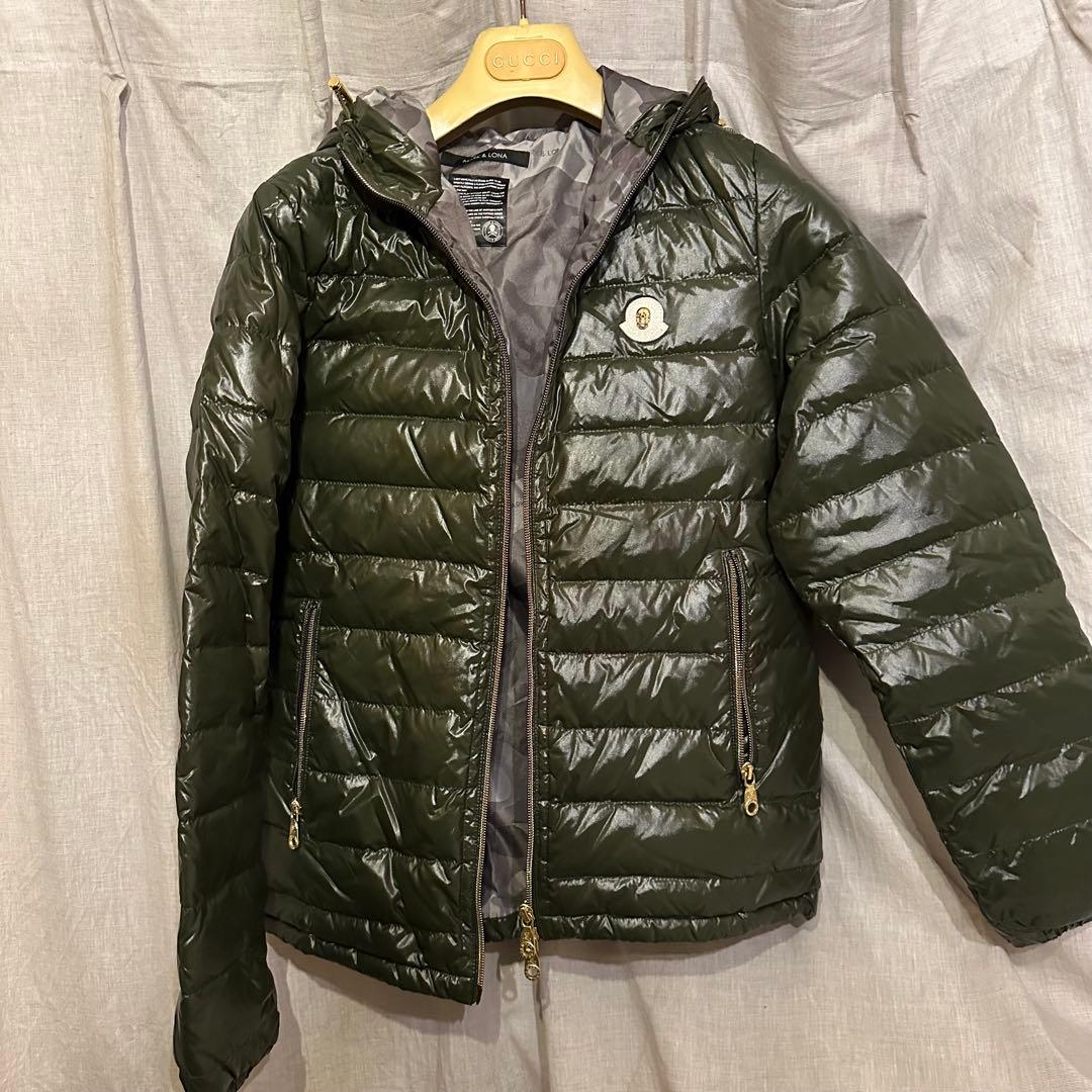 マークアンドロナ　ダウンジャケット　迷彩　グリーン　金　ダブルジップ　美品　M