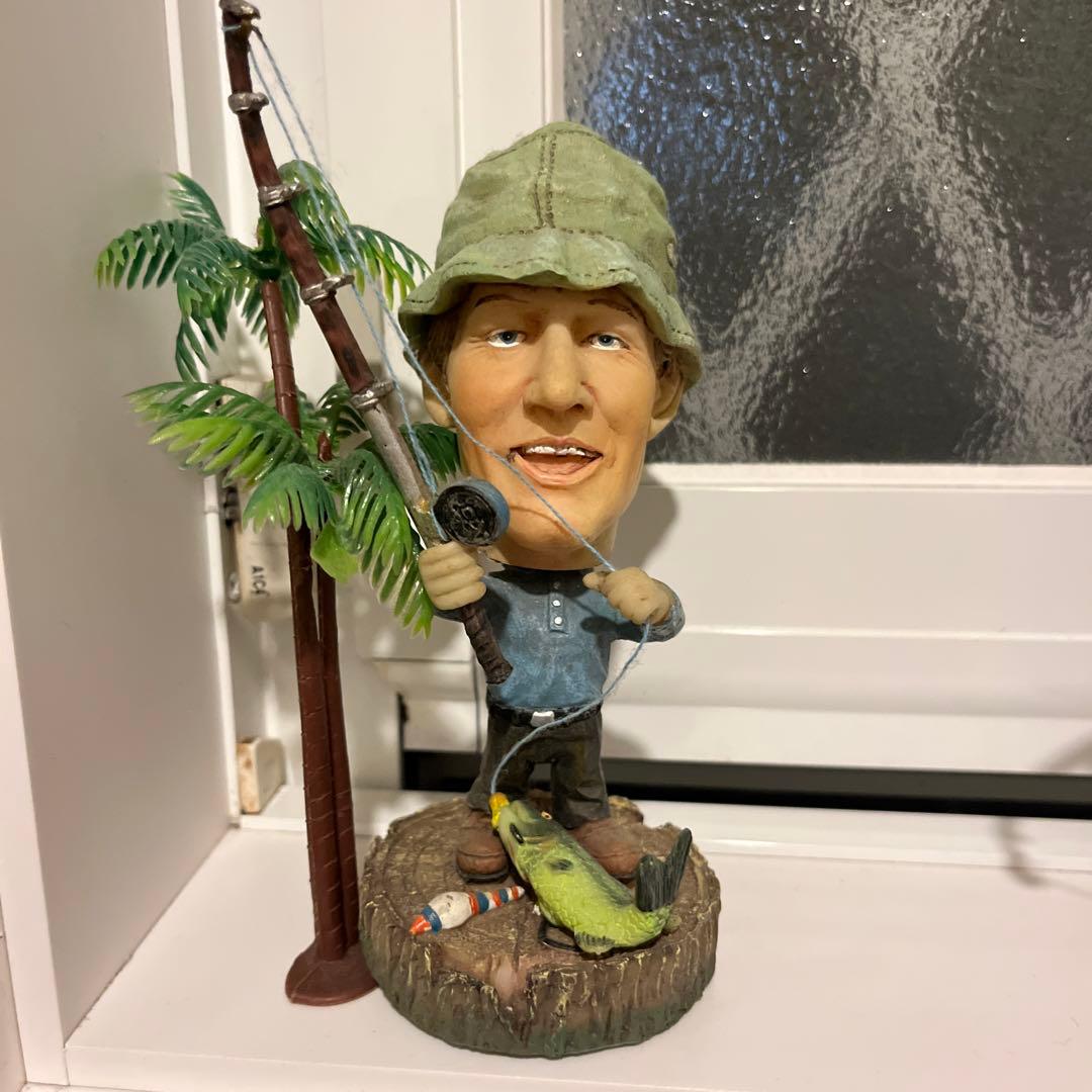 釣り人 首振りフィギュア ボビングヘッド　樹脂製 約20cm 2個セット　レア