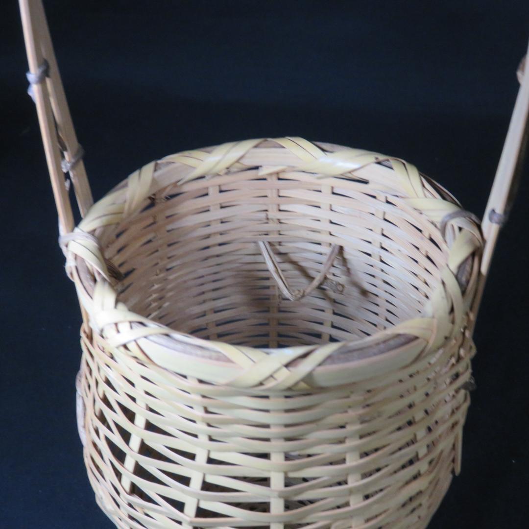 竹篭 掛花 花器 茶道具 飾り 魚籠