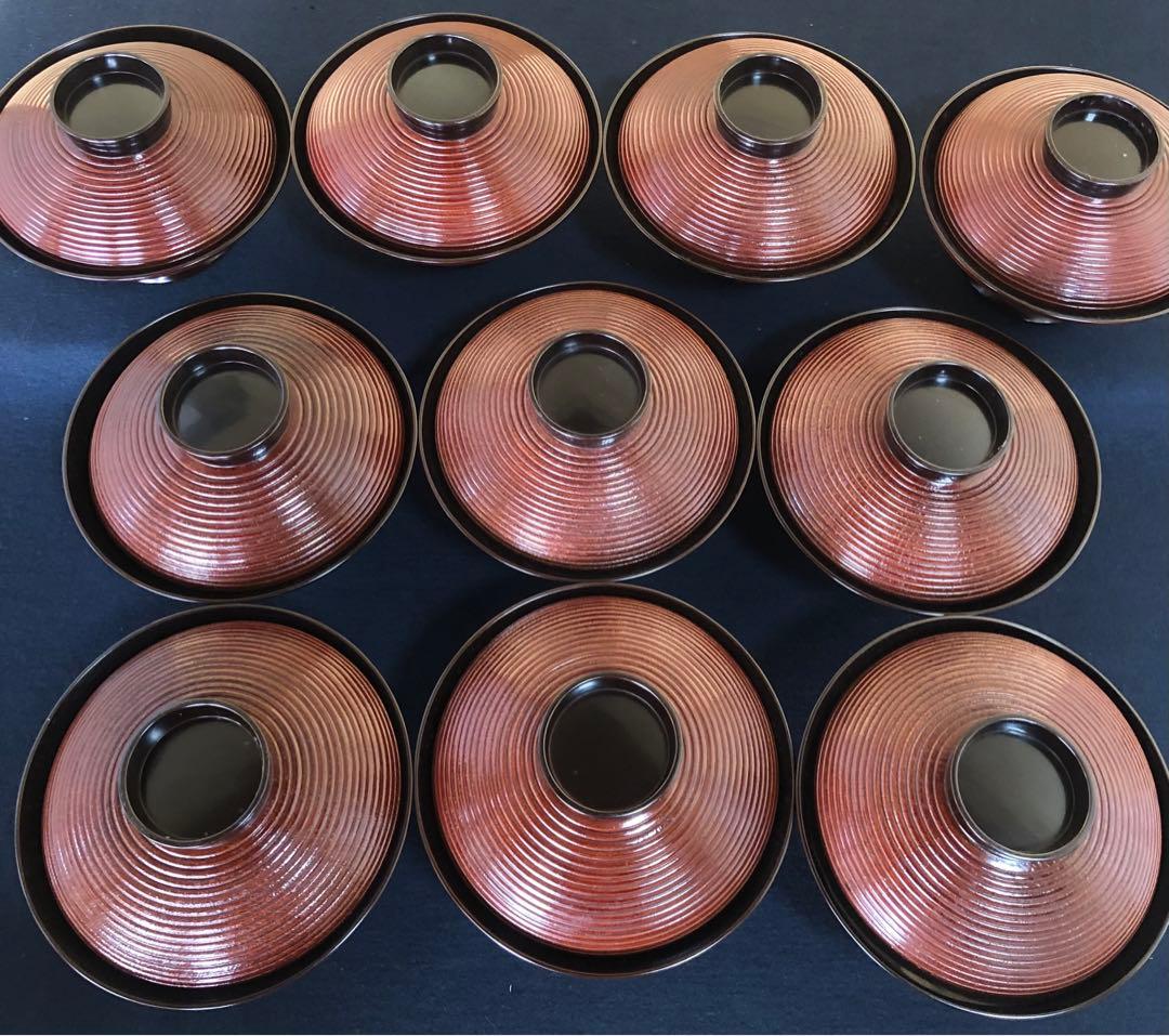 《R》轆轤目煮物椀10客揃 塗師 遠坂彦兵衛 象彦 共箱 260203く4