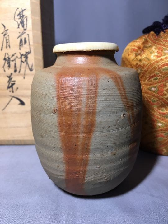 【茶道具】陶峰造 備前焼 肩衝茶入 茶入136