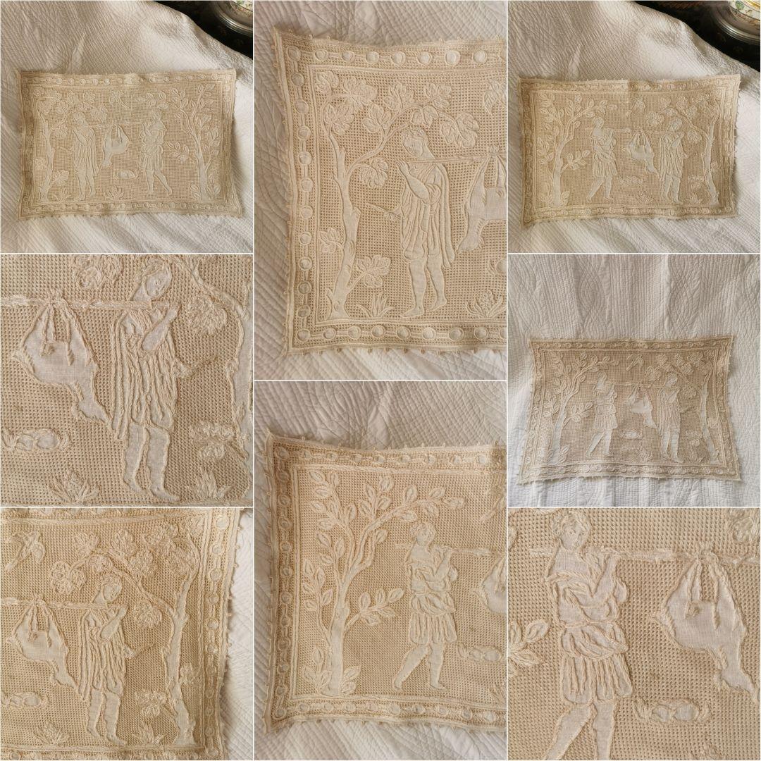 アンティーク ブラットレース アルテミスとアポロン 鹿狩りの森リネンランナー