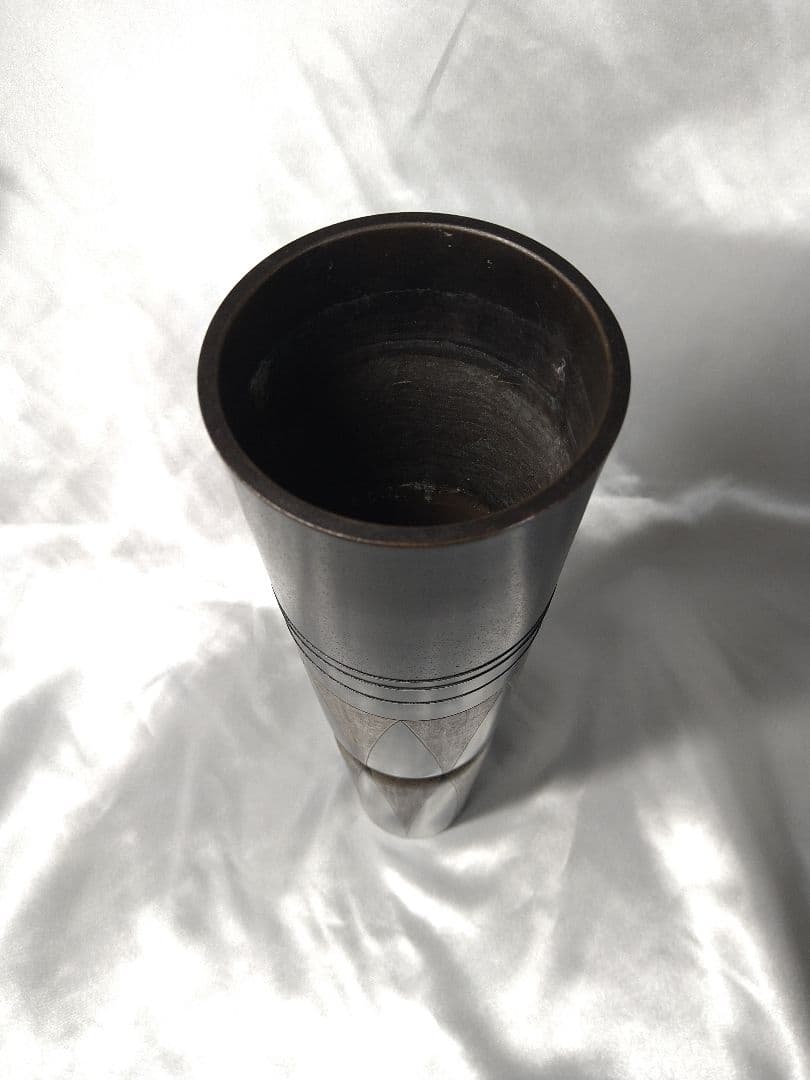 人間国宝 金森栄一 銅器 鋳造象嵌 花瓶 花器 花入