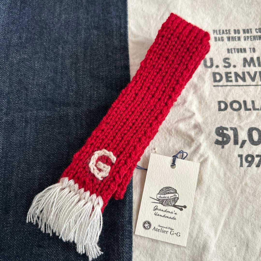 アトリエgg★グランマズマフラーSレッド★未使用品赤ハンドメイド