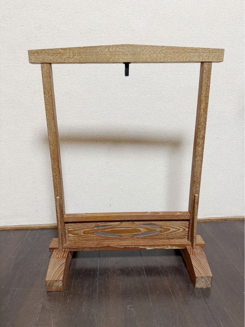 未使用 茶道具 水屋道具 桑 七宝透 銅鑼枠 金谷浄雲作 銅鑼 銅印 桴付 元箱