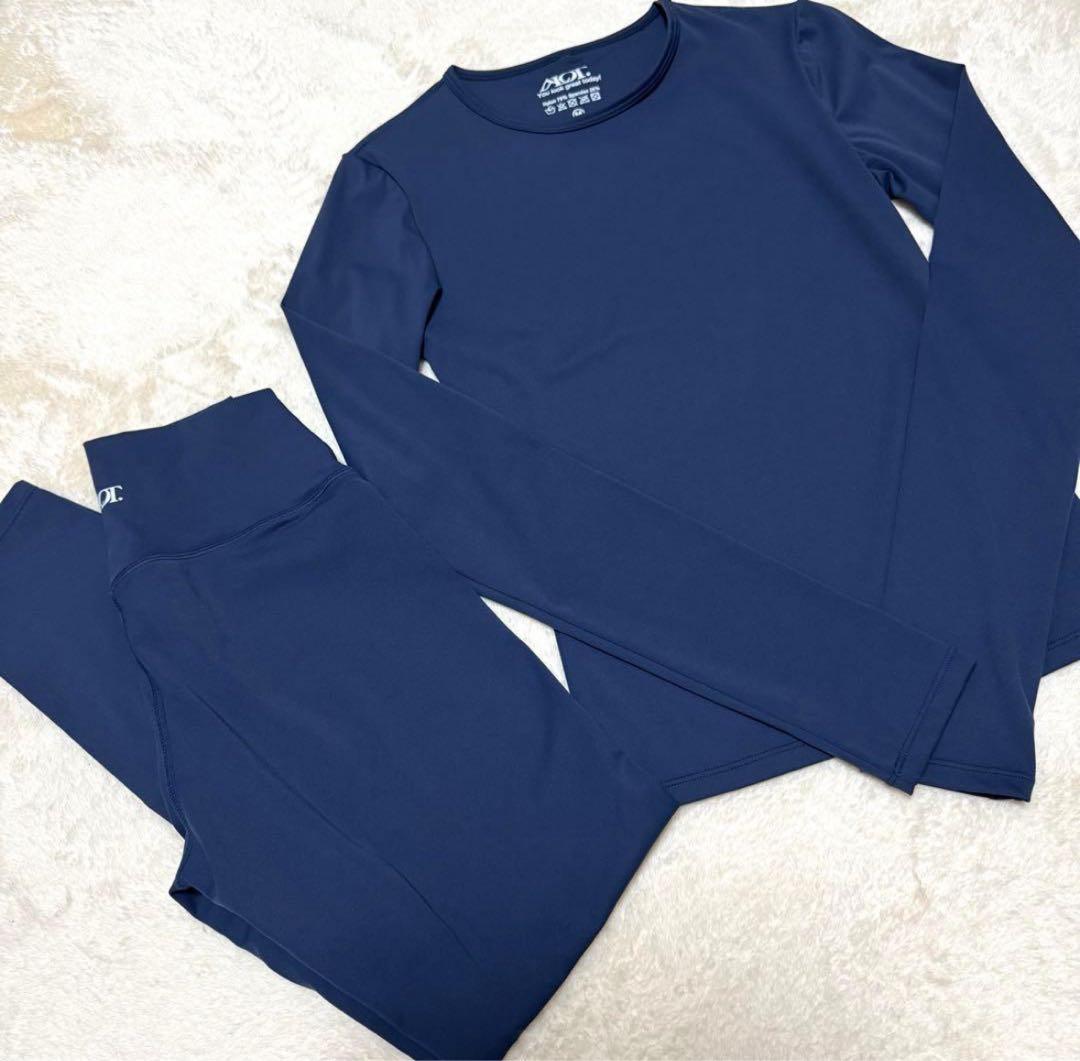美品ALOTセットアップ ネイビー/フィットネスウェア/ヨガウェア/ジムウェア