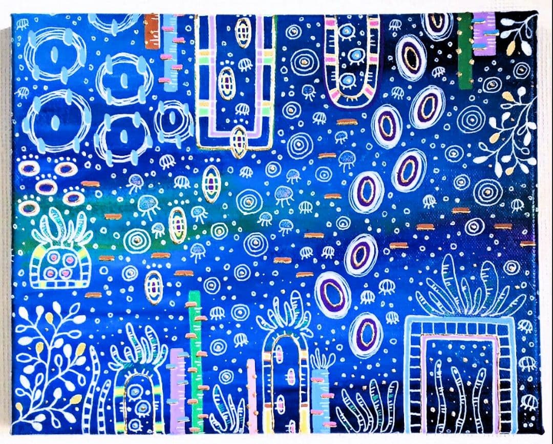 アート作品 アクリル画 命溢れる深海の生き物たちA