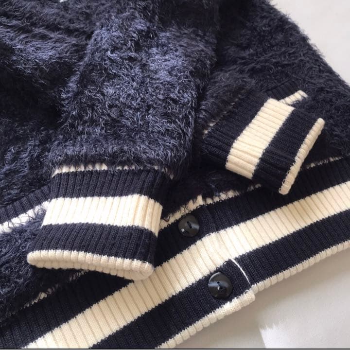 【PEARLY GATES】シャギーニットブルゾン ネイビー