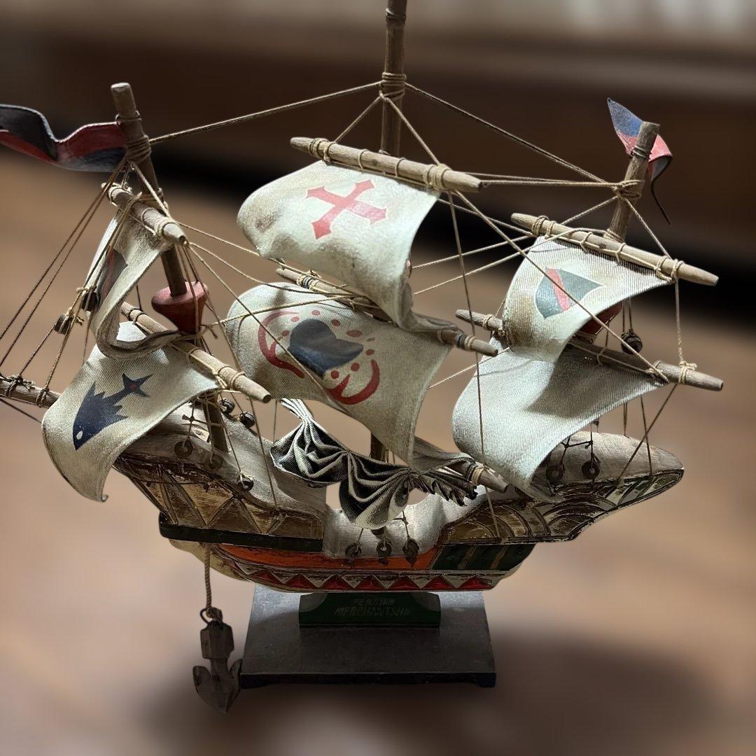 アンティーク　木製帆船模型 約35cm